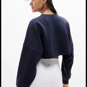 Athleta Super Cropped Sweatshirt Navy Blue size XXS